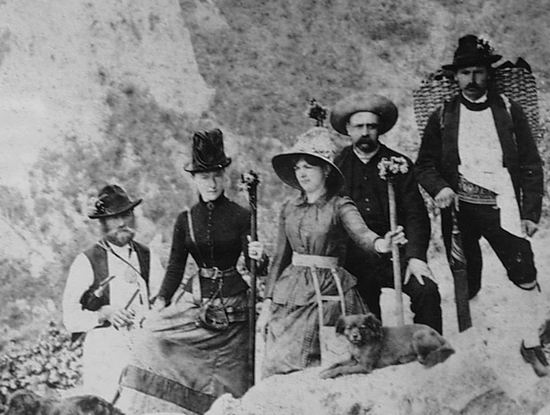 Kaiserin Elisabeth (2.v.l.) beim Bergsteigen in den Alpen 