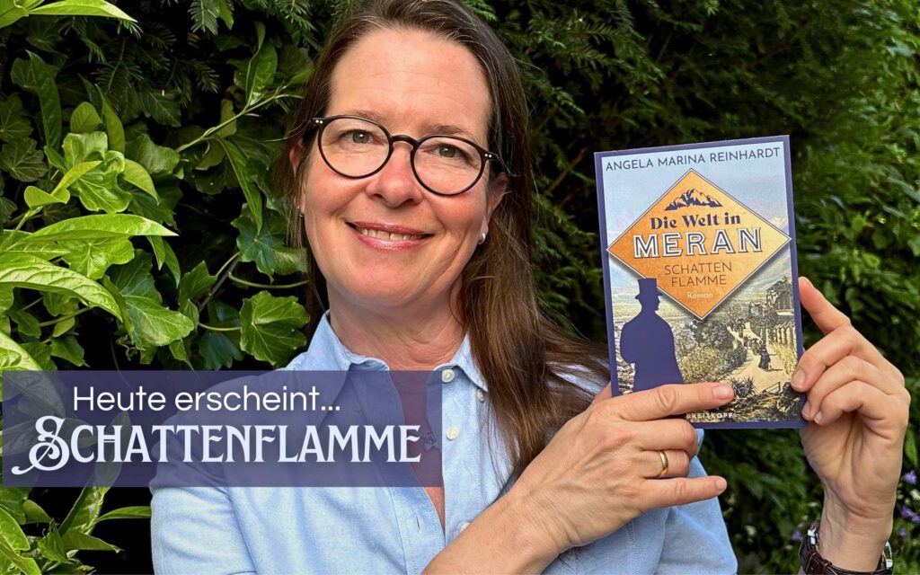 Buch "Die Welt in Meran: Schattenflamme" mit Autorin